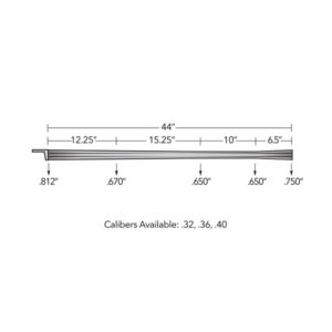 44” Squirrel Profile – 148" and 1.66″ Square or Radius Rifling with Flared Plug